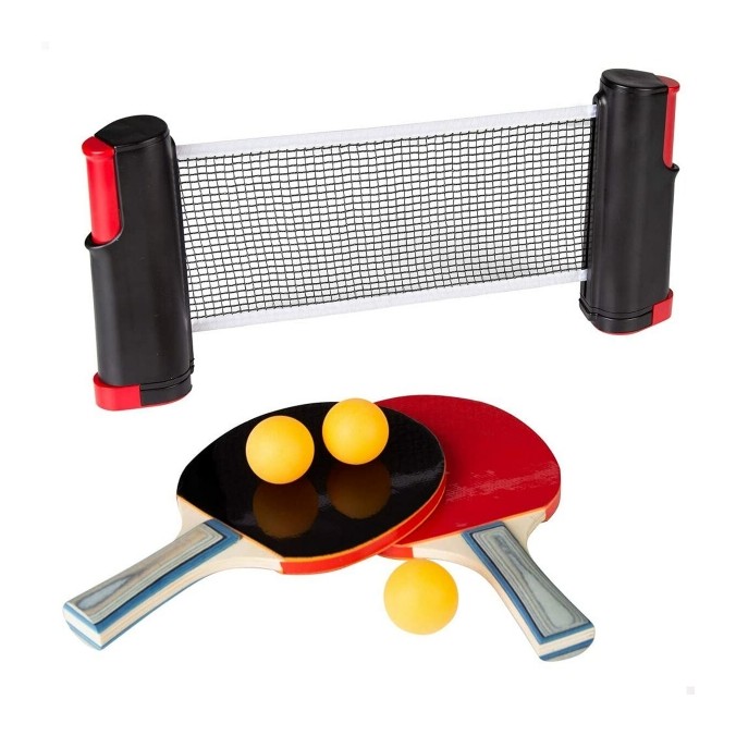 Kit Ping-Pong portable  Filet retractable + 2 Raquettes et 3 Balles